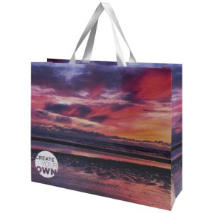 Torba papierowa Smartfold 210 g/m² z uchwytami ze wstążki i matowym laminowaniem – 42 x 12 x 35 cm