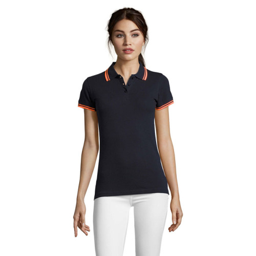 PASADENA damskie polo 200g French Navy/Neon Orange S00578-FO-S 
