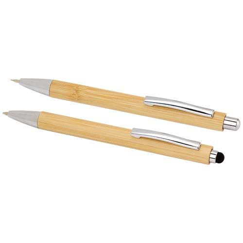 Oblys zestaw składający się z długopisu bambusowego i ołówka automatycznego Piasek pustyni 10797606 (4)