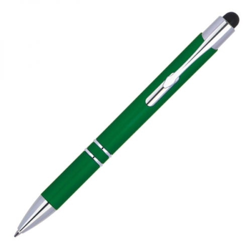 Długopis plastikowy touch pen z podświetlanym logo WORLD zielony 089209 
