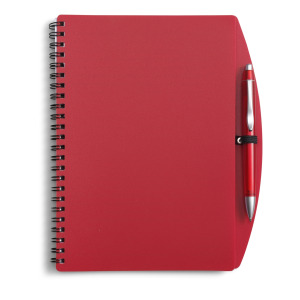 Notatnik A5 (kartki w linie)  z długopisem czerwony