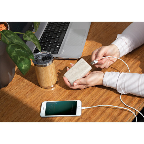 Power bank 5000 mAh ze słomy pszenicznej Khaki P322.139 (6)