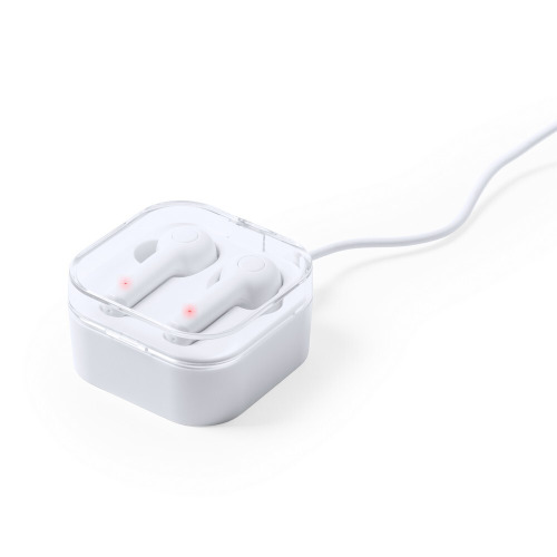 Bezprzewodowe słuchawki douszne, ładowarka bezprzewodowa 5W Biały V0164-02 (4)