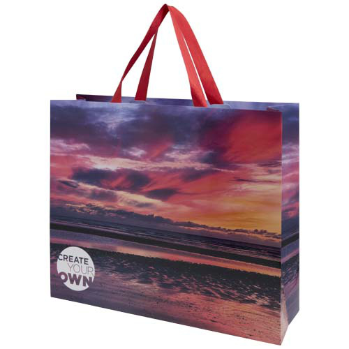 Torba papierowa Smartfold 210 g/m² z uchwytami ze wstążki i matowym laminowaniem – 42 x 12 x 35 cm Czerwony 1ZM02021 