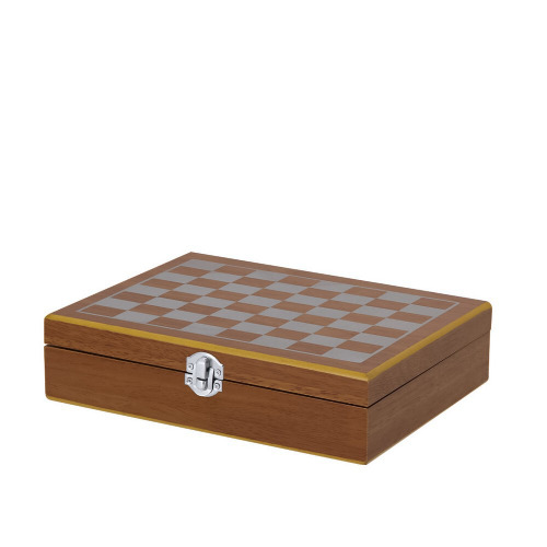 Zestaw upominkowy, piersiówka 175 ml, kieliszek 30 ml, szachy, karty oraz kości do gry Beżowy VA374-20 (5)