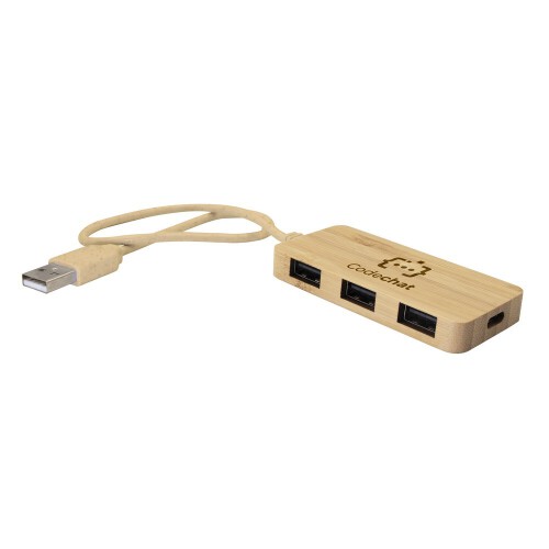 Bambusowy hub USB i USB typu C B'RIGHT | Kenzie drewno V7283-17 (1)