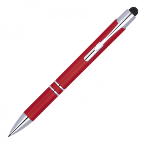 Długopis plastikowy touch pen z podświetlanym logo WORLD czerwony 089205 