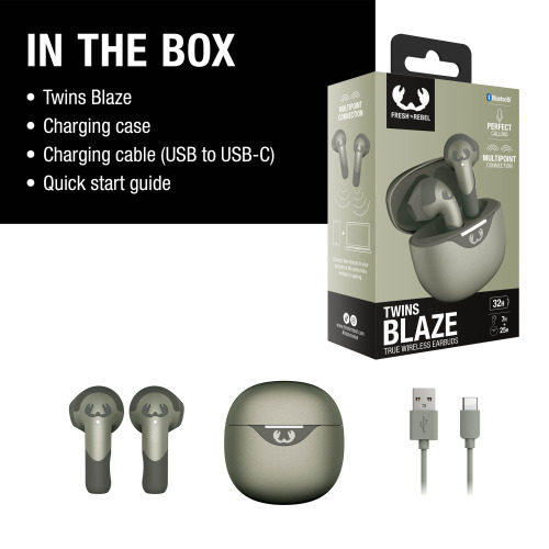 3TW2200 I Fresh 'n Rebel Twins Blaze - True Wireless earbuds with ENC Dried Green LT49729-N0049 (5)