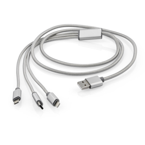 Kabel USB 3 w 1 TALA Srebrny 09071-00 