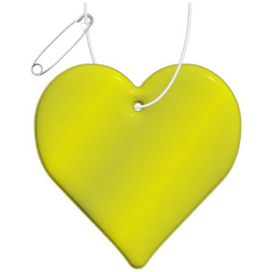 Lekka, odblaskowa zawieszka RFX™ H-16 z PVC, w kształcie serca Neonowy żółty