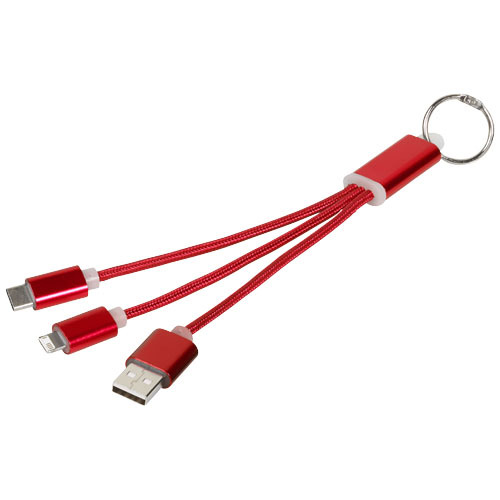 Kabel do ładowania 3w1 Metal z kółkiem na klucze Czerwony 13496103 