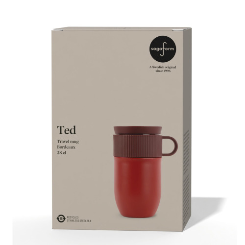 Izolowany kubek Sagaform Ted, 280 ml, szczelny, można myć w zmywarce Ciemnoczerwony LT52131-N0020 (1)