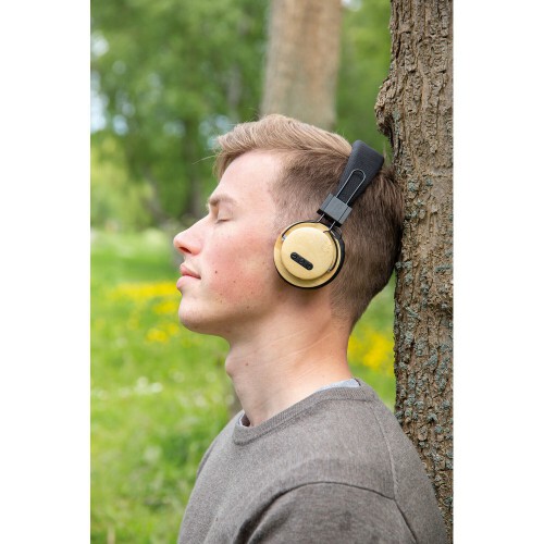 Bambusowe, bezprzewodowe słuchawki nauszne brązowy, czarny P329.169 (7)