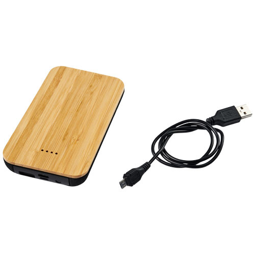 Bambusowy/materiałowy bezprzewodowy powerbank Future 6000 mAh Piasek pustyni 12411700 (6)