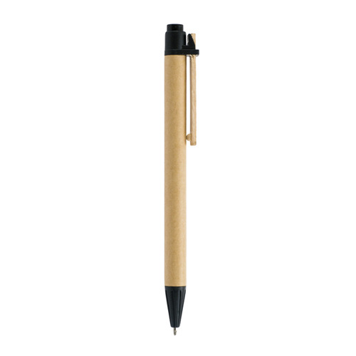 Długopis tekturowy z drewnianym klipsem / Recypen Pomarańczowy IP13127432 (3)