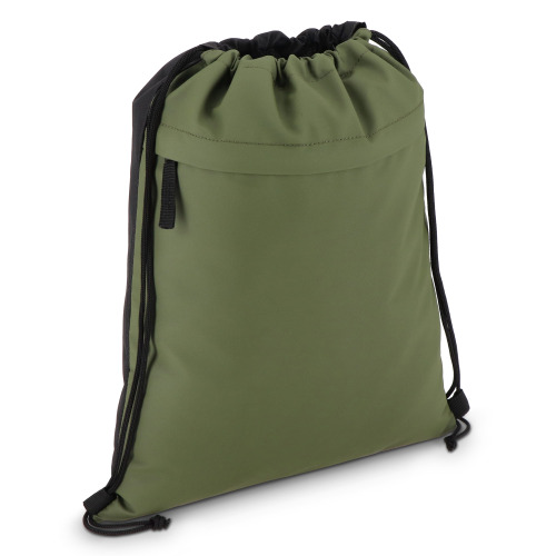 Torba ze sznurkiem z powlekanego PU R-PET 600D, wymiary 33 x 42 cm Oliwkowa zieleń LT91394-N0043 
