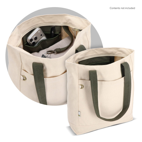 Torba Canvas InSideOut Reuuz 33 x 42 x 10 cm Ecru / Oliwkowa zieleń LT57116-N5443 (2)