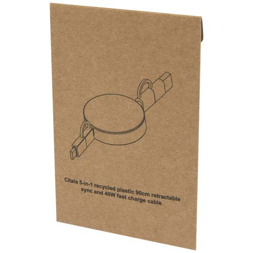 Citala zwijany kabel do synchronizacji danych i szybkiego ładowania 5 w 1 40 W o długości 90 cm z tworzyw sztucznych pochodzących z recyklingu Biały 12443001 (2)