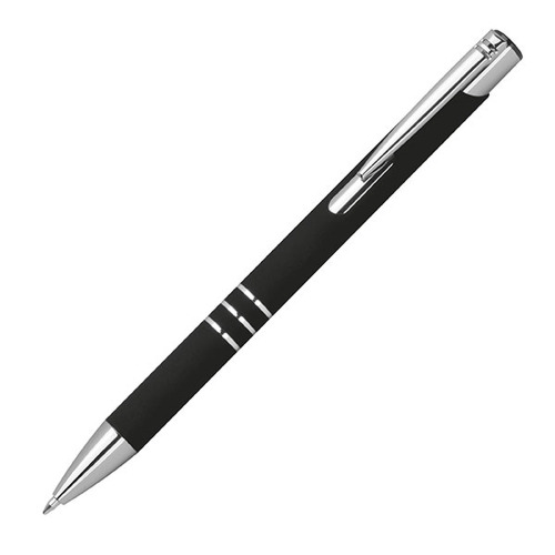 Długopis z aluminium z recyklingu półżelowy soft touch DUNMORE Czarny 399103 