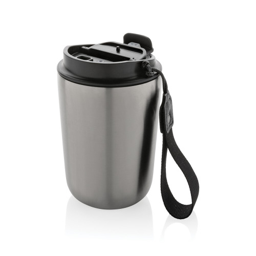 Kubek termiczny 380 ml Cuppa, stal nierdzewna z recyklingu srebrny, czarny P435.022 (12)