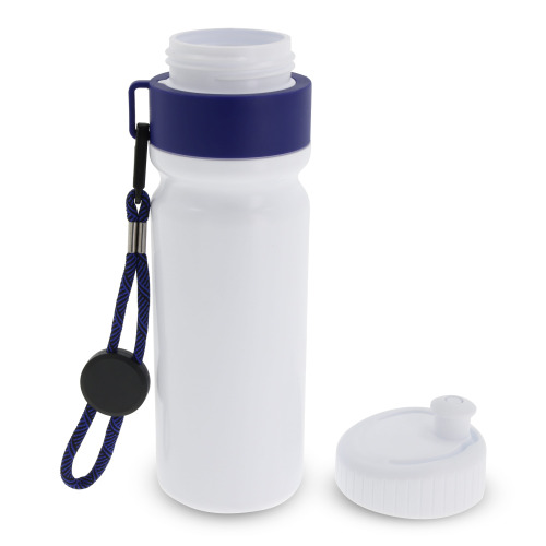 Bidon Sportowy Z Obwódka I Kolorowym Sznurkiem 750ml Biały / ciemnoniebieski LT98736-N0110 (2)