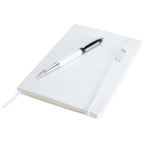 Legato Elegance zestaw notatnik A5 w twardej okładce z długopisem żelowym Biały podstawowy 10625802 (5)