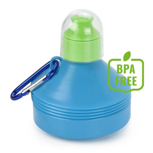 Bidon, składana butelka sportowa 600 ml z karabińczykiem Niebieski V7619-11 (1)