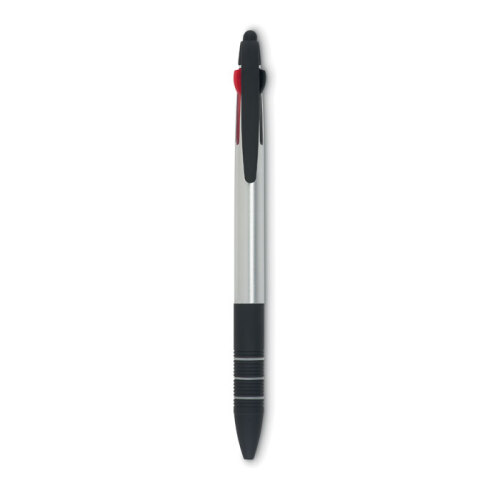 3-kolorowy długopis z rysikiem srebrny MO8812-14 