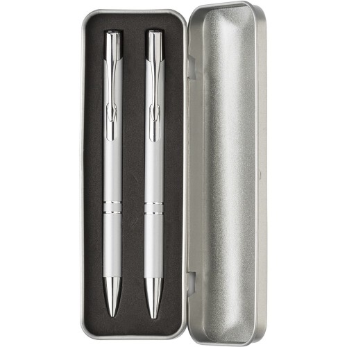 Zestaw piśmienny, długopis i ołówek mechaniczny srebrny V1956-32 