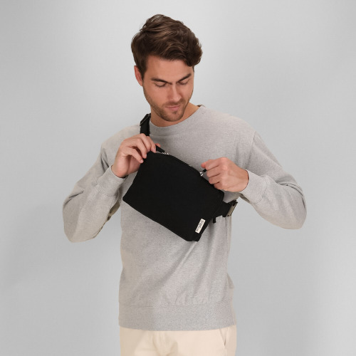 Saszetka zapinana w pasie z płótna z recyklingu Czarny VA659-03 (4)