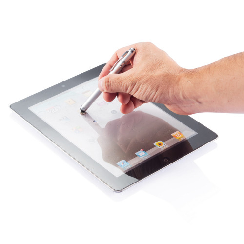 Długopis 4 w 1, touch pen, wskaźnik laserowy, latarka Srebrny P327.102 (5)