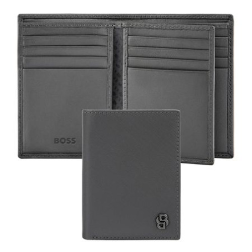 Składany portfel na karty Double B Saffiano Black Szary HLF526H 