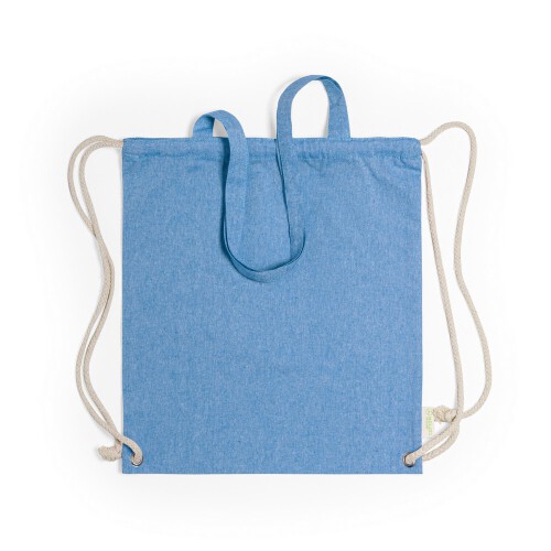 Worek ze sznurkiem i torba na zakupy z bawełny z recyklingu, 2 w 1 niebieski V6792-11 