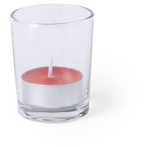 Szklany świecznik, świeczka zapachowa czerwony V8838-05 