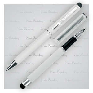 Zestaw piśmienny długopis i pióro kulkowe soft touch CLAUDIE Biały