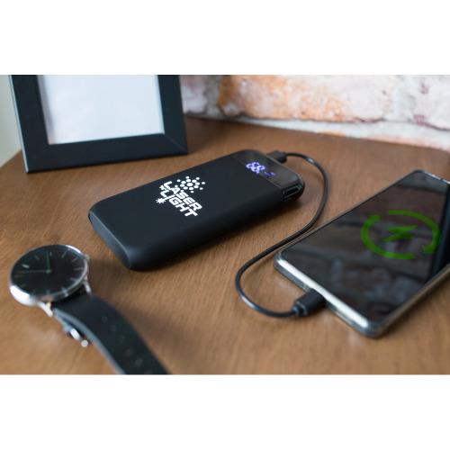 Bezprzewodowy power bank 10000 mAh Exclusive Collection, ładowarka bezprzewodowa 5W-15W | Cory Czarny V1833-03 (10)