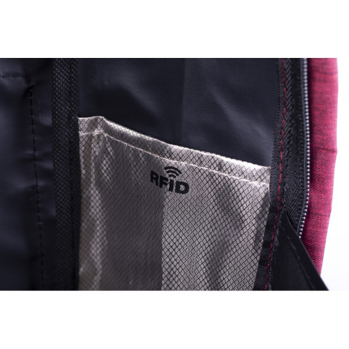 Plecak chroniący przed kieszonkowcami, przegroda na laptopa 15" i tablet 10", ochrona RFID Czerwony V0767-05 (4)