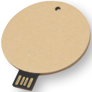 Okrągły pendrive wyposażony w interfejs USB 2.0 z papieru z recyklingu