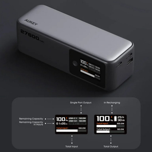 Power bank 27600 mAh, 140 W, Aukey Srebrny VAM15-32 (2)