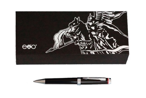 Długopis EXO Husaria Polska, czarny korpus, motyw flagi, wykończenia chromowane, etui Husaria czarny EXP1020.HPCTBP-CZ (4)