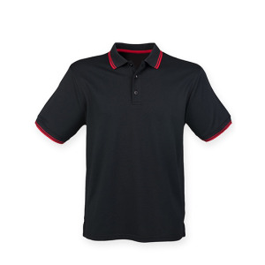 Koszulka Polo Męska Klasyczna Odprowadzajaca Wilgoc - Black & Red