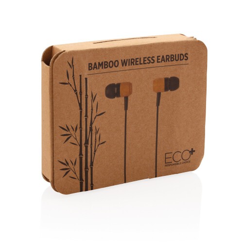 Bambusowe bezprzewodowe słuchawki douszne brązowy, czarny P329.109 (5)