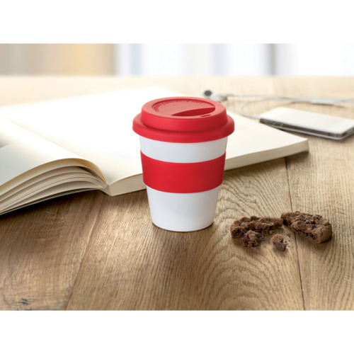 Kubek PP, silikonowe wieczko Czerwony MO8078-05 (2)