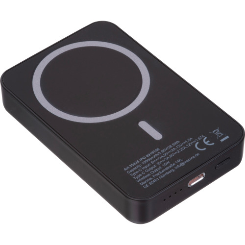 Power bank magnetyczny z ABS z recyklingu 10000 mAh DONNA Czarny 3543503 (9)