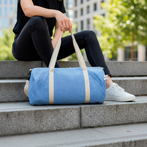 Torba sportowa, podróżna B'RIGHT z bawełny z recyklingu i poliestru z recyklingu | Asha Niebieski V7288-11 (1)