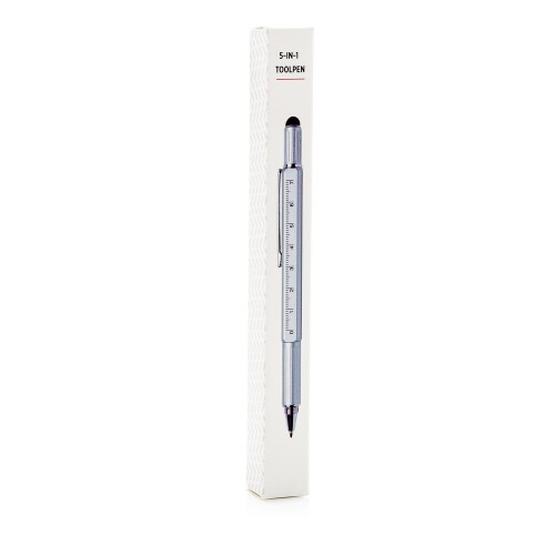 Długopis wielofunkcyjny, poziomica, śrubokręt, touch pen srebrny V1996-32 (10)