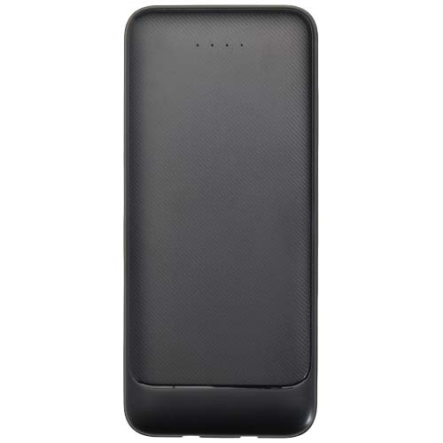 Adhil powerbank o pojemności 10.000 mAh i mocy 10 W z tworzyw sztucznych pochodzących z recyklilngu z 2 wbudowanymi kablami Czarny 12445990 (2)