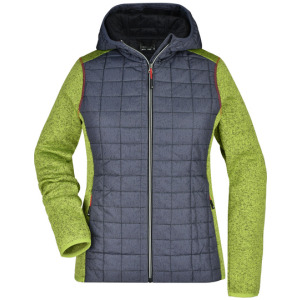 Bluza Hybrydowa Damska Slim Pikowana z Kapturem - Grey Melange & Anthracite Melange