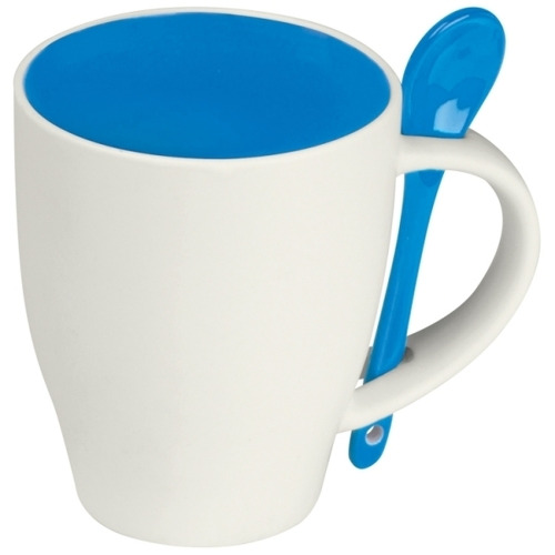 Kubek ceramiczny z łyżeczką PALERMO 250 ml Niebieski 509504 (2)