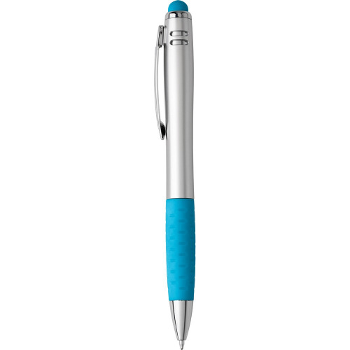 Długopis, touch pen z lampką błękitny V1796-23 